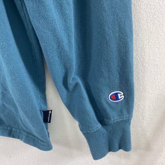 Champion Knit Hoodie Mens Large Blue Lightweight Kangaroo Pocket Pullover - Picture 10 of 12